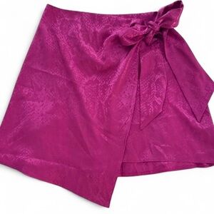 ASOS Petite Bright Pink Satin Wrap Mini Skirt